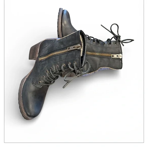 FREEBIRD by Steven Black Leather/Snakeskin Cavalier Ankle Boot Size 9 - Picture 4 of 8